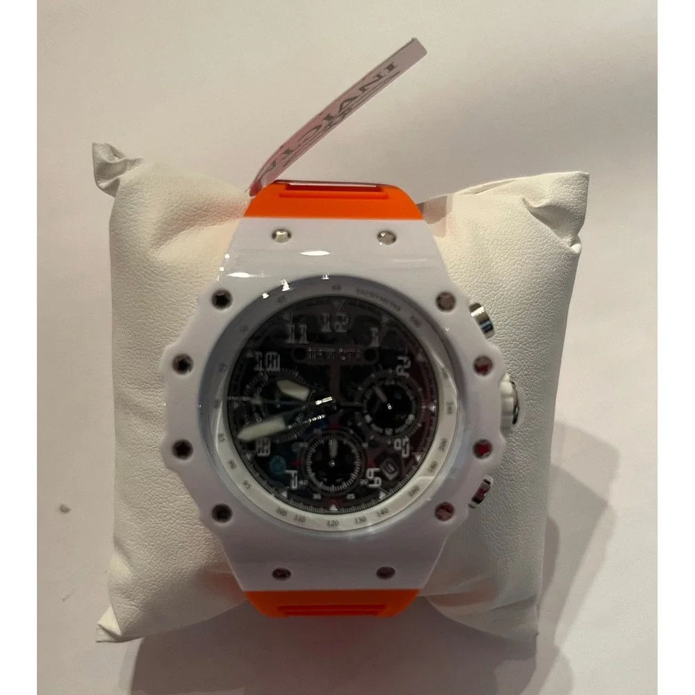 Invicta Racing Vaulthan 44 mm Orange Silicone Chronograph Black Dial Watch 69672